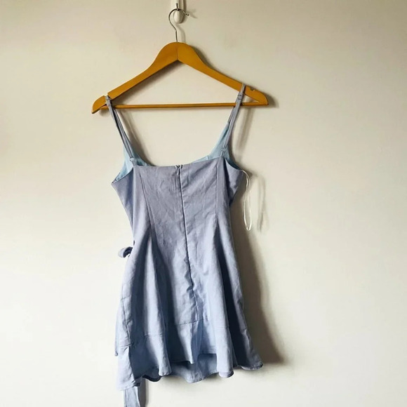 Princess Polly Cottage Hill Mini Wrap Dress Baby Blue Size 4 NWT - Picture 8 of 9
